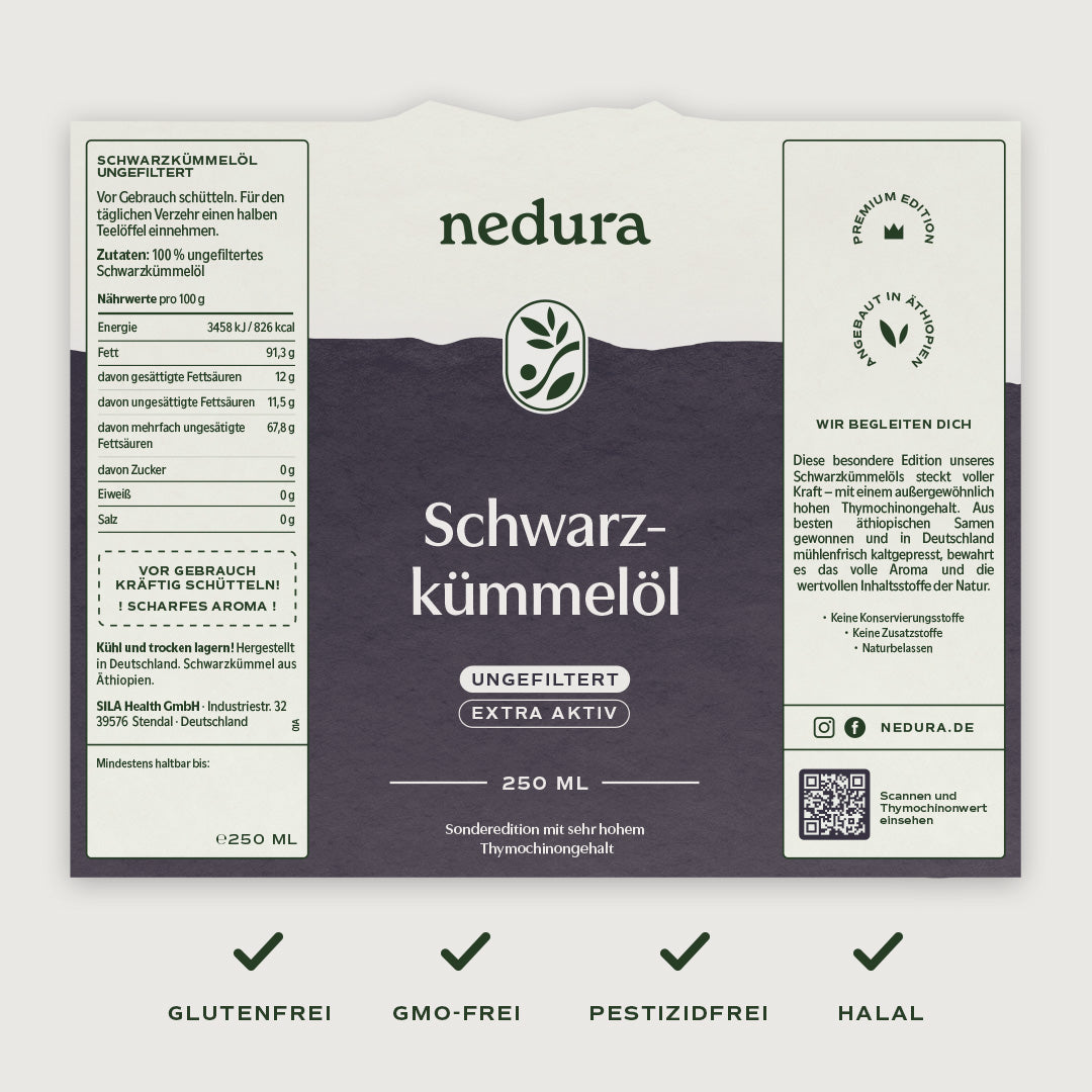 Nedura | Extra Aktiv Schwarzkümmelöl Kapseln